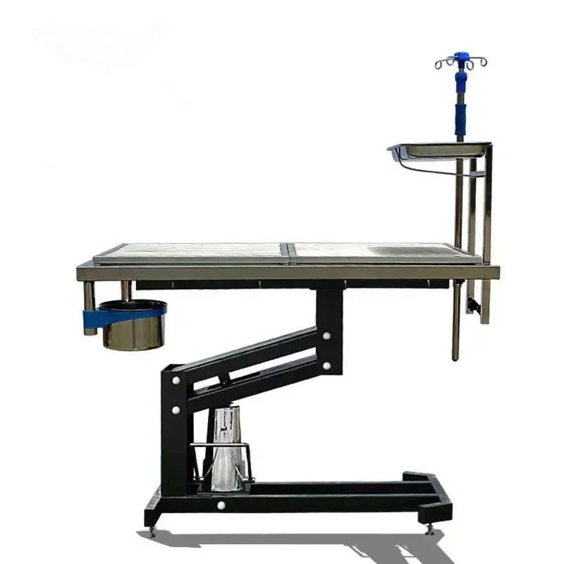 Pet Hospital Hydraulic Electric Surgical Table Dog Cat Blowout Grooming Table Stainless Steel Animal Surgical Bed