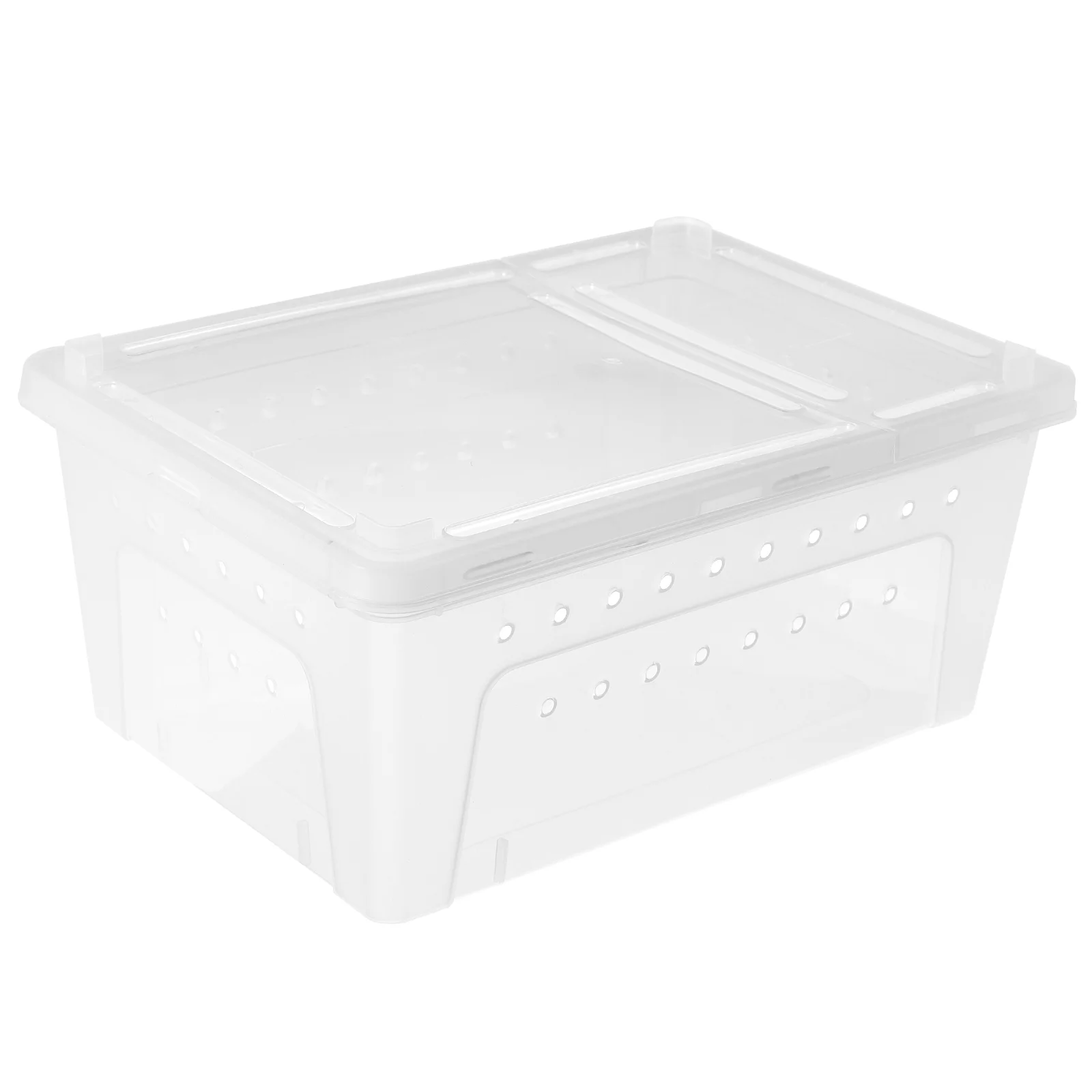 1pc Plastic Transparent Reptile Box for Spider Scorpion Gecko Snake Tortoise (White) feeding box plastic reptile Box