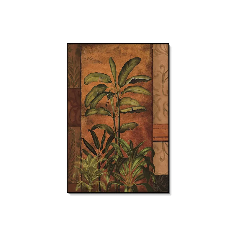 

American retro decorative painting, Nanyang wind tropical rainforest hanging painting, pure hand-painted texture painting,