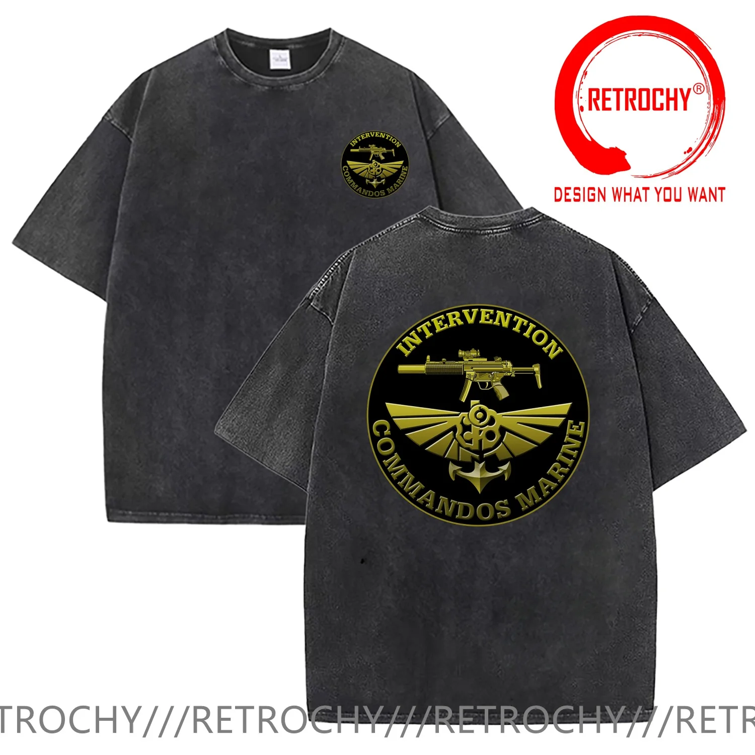 French Navy CTLO Special Forces Counter Terrorist Commandos Marine T Shirt Men Vintage Washed Cotton T-Shirt Stylish Clothing