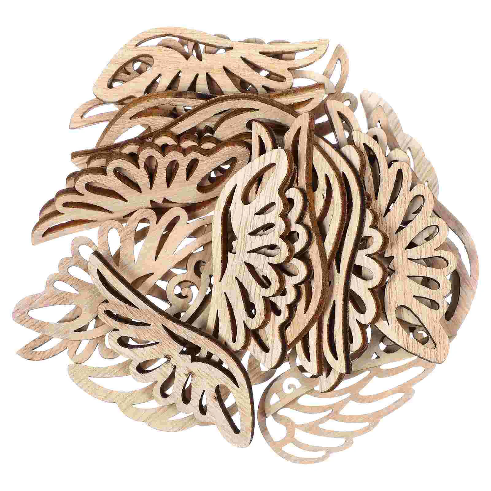 80 Pcs Angel Wings for Crafts Wood Plates Wooden Ornaments Color Slices Toddler