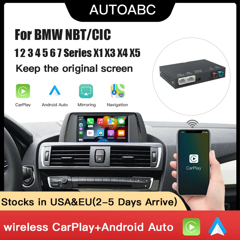 

Беспроводной CarPlay Android авто для BMW NBT/CIC 1 2 3 4 5 серии X1 X3 X4 X5 F20 F21 F23 F30 F31 F34 F35 F32 F33 F36 F10 F11 F48