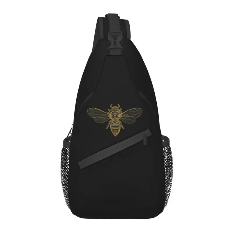 

Custom Mandala Bees Sling Bags Men Cool Honeybee Shoulder Chest Crossbody Backpack Travel Hiking Daypack