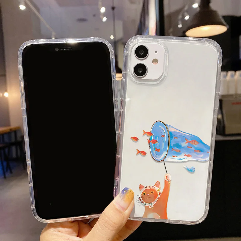 Transparente Katzen-Angel-Handyhülle für iPhone 17 Fundas iPhone 16 18 Pro Max 11 13 15 14 12 Air 17promax Stoßfeste Weiche Hülle – Detail 2