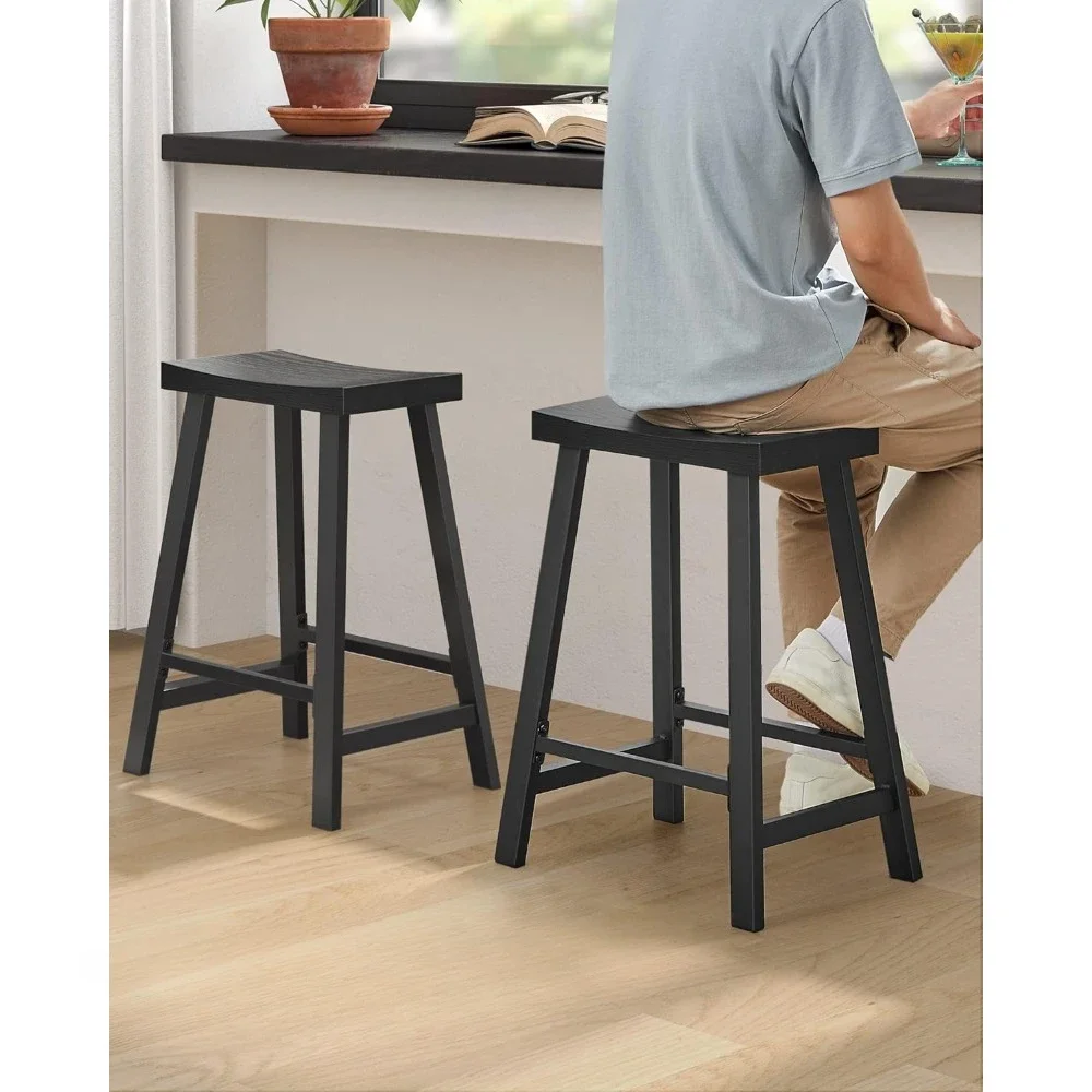 

Set of 2 Bar Chairs, Kitchen Breakfast Barstools with Footrest, 23.6 Inches High, Bars Chair