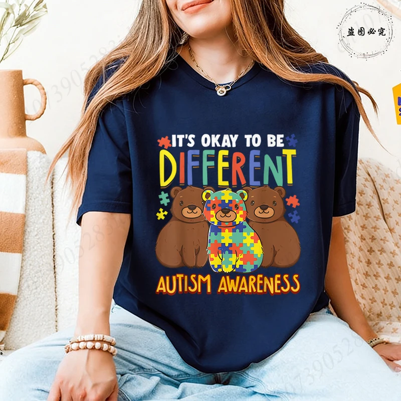 เสื้อยืดลายกราฟิกผีเสื้อสำหรับผู้หญิง ลายปริศนา Y2k  รับมือกับออทิสติก เสื้อยืดแขนสั้น