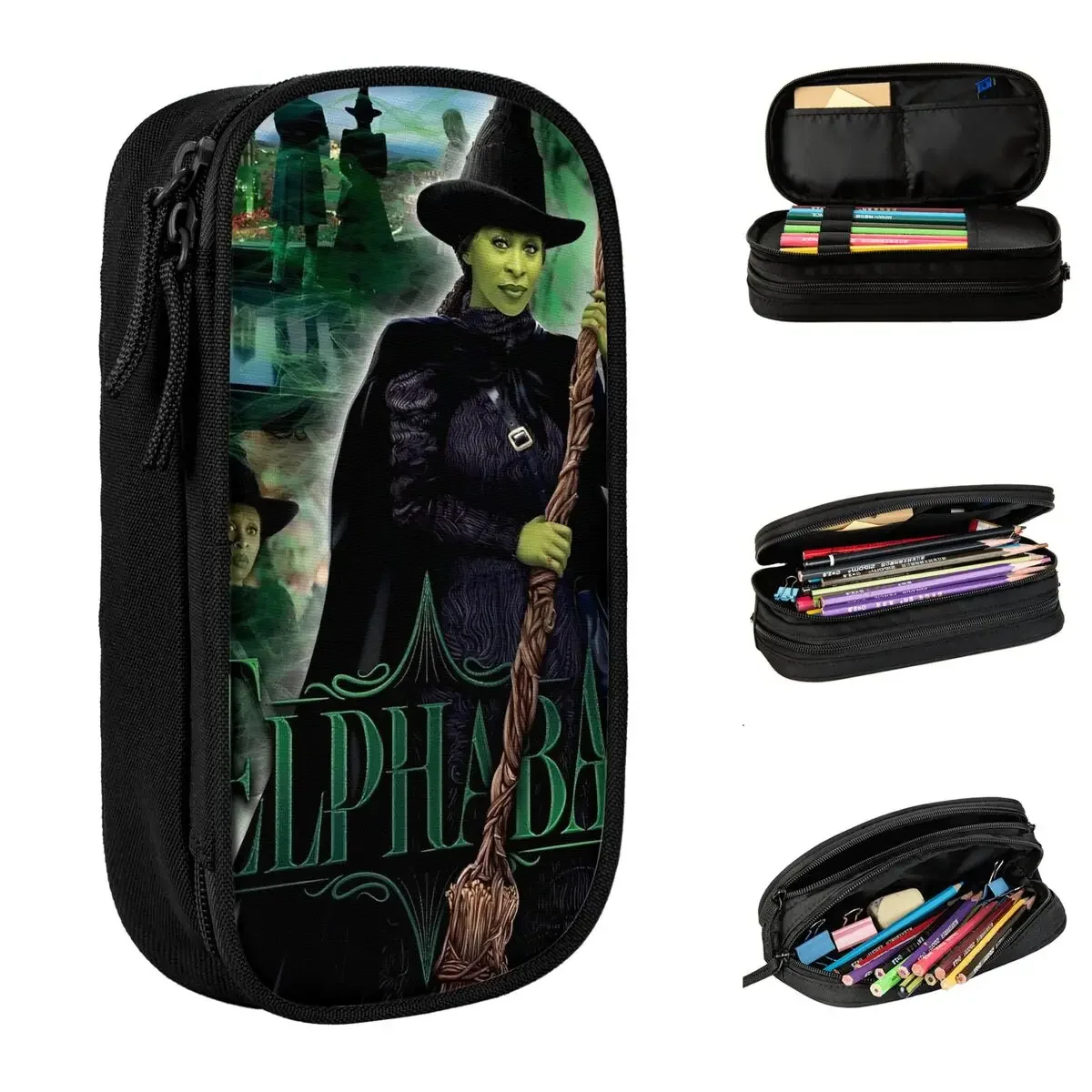 Creative Wicked Elphaba Pencil Case Musical Movie Pencil Box Pen Holder for Student Large Storage Bag Students School Stationery