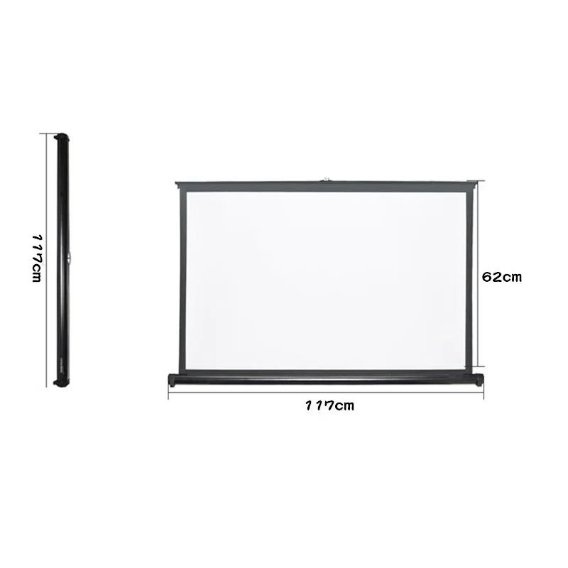 50'' Portable Projector Screen Tabletop Screen HD 16:9 Projection Pull Up Foldable Stand for Camping Business