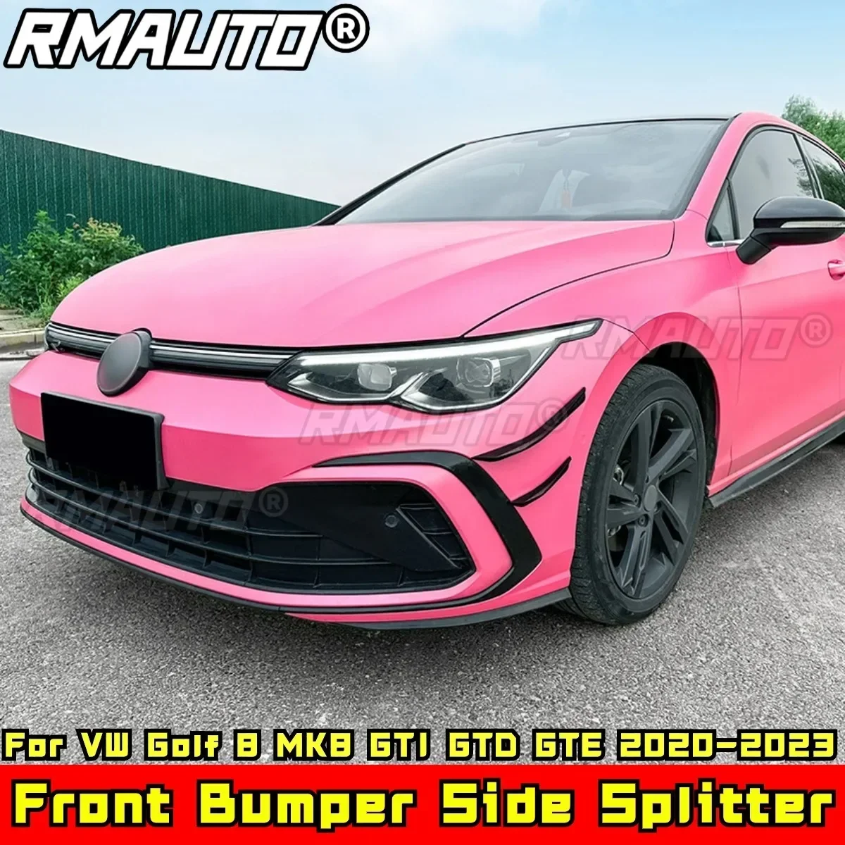 For VW Golf 8 MK8 GTI GTD GTE 2020-2023 Body Kit Front Bumper Side Splitter Carbon Fiber Look Sport Style Car Accessories