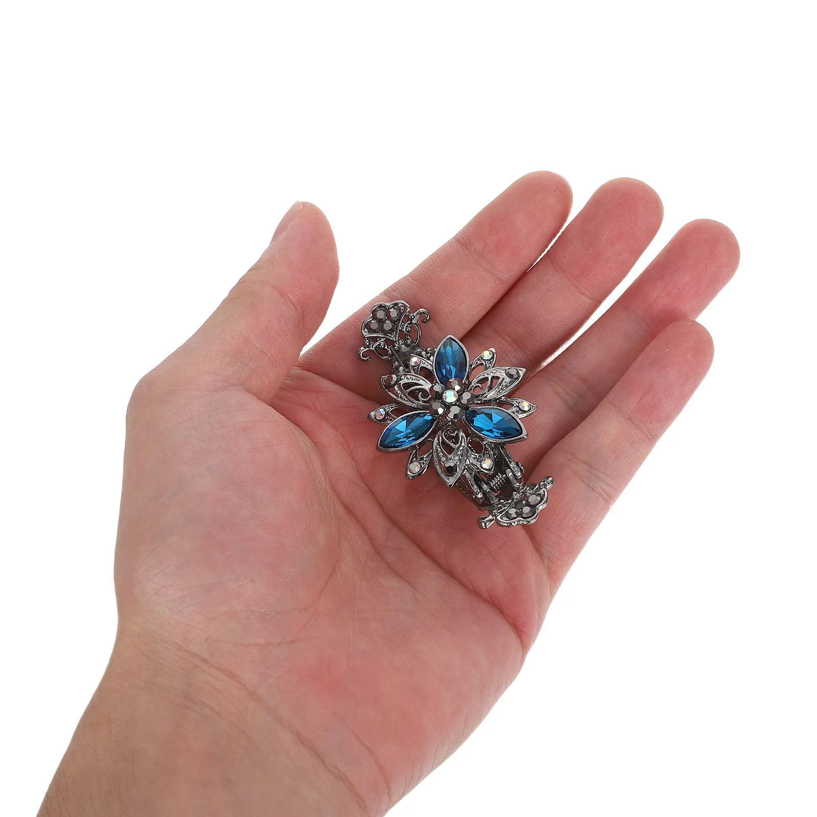 

Vintage Rhinestone Barrette Oval Claw Clip for Women Strong Hold Updo Chignon Bridal Party Elegant Non Slip Sparkly Hair