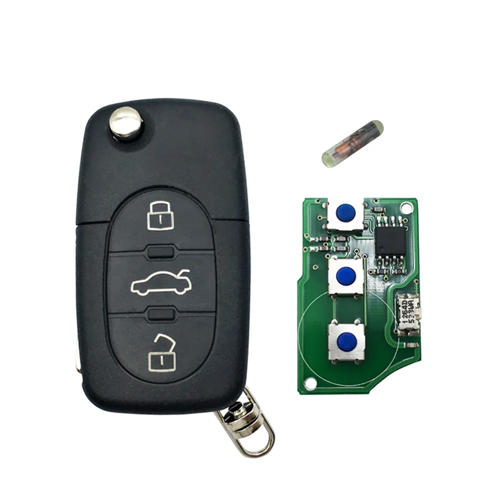 Hindley 4D0837231A 4D0837231K Key Fob For Audi A3 A4 A6 A8 TT RS4 Quattro 1994 - 2004 433Mhz ID48 Chip Car Remote Flip Key 3BT