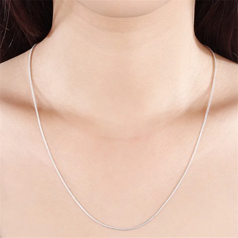 10pcs wholesale silver color 1MM snake chain necklace for women man 16-30inches fashion party wedding Jewelry gifts image 4