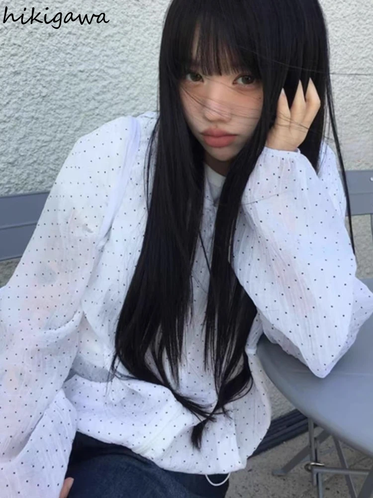 

Polka Dot Sunscreen Jacket 2025 Women's Clothing Casual Zipper Hooed Coats Y2k Tops Fashion Loose See Through Summer Outwear