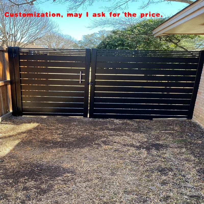 custom.Garden Outdoor Privacy Driveway Flat Gate Aluminum Fence Single Double Sliding Door with Wpc Fence Panel
