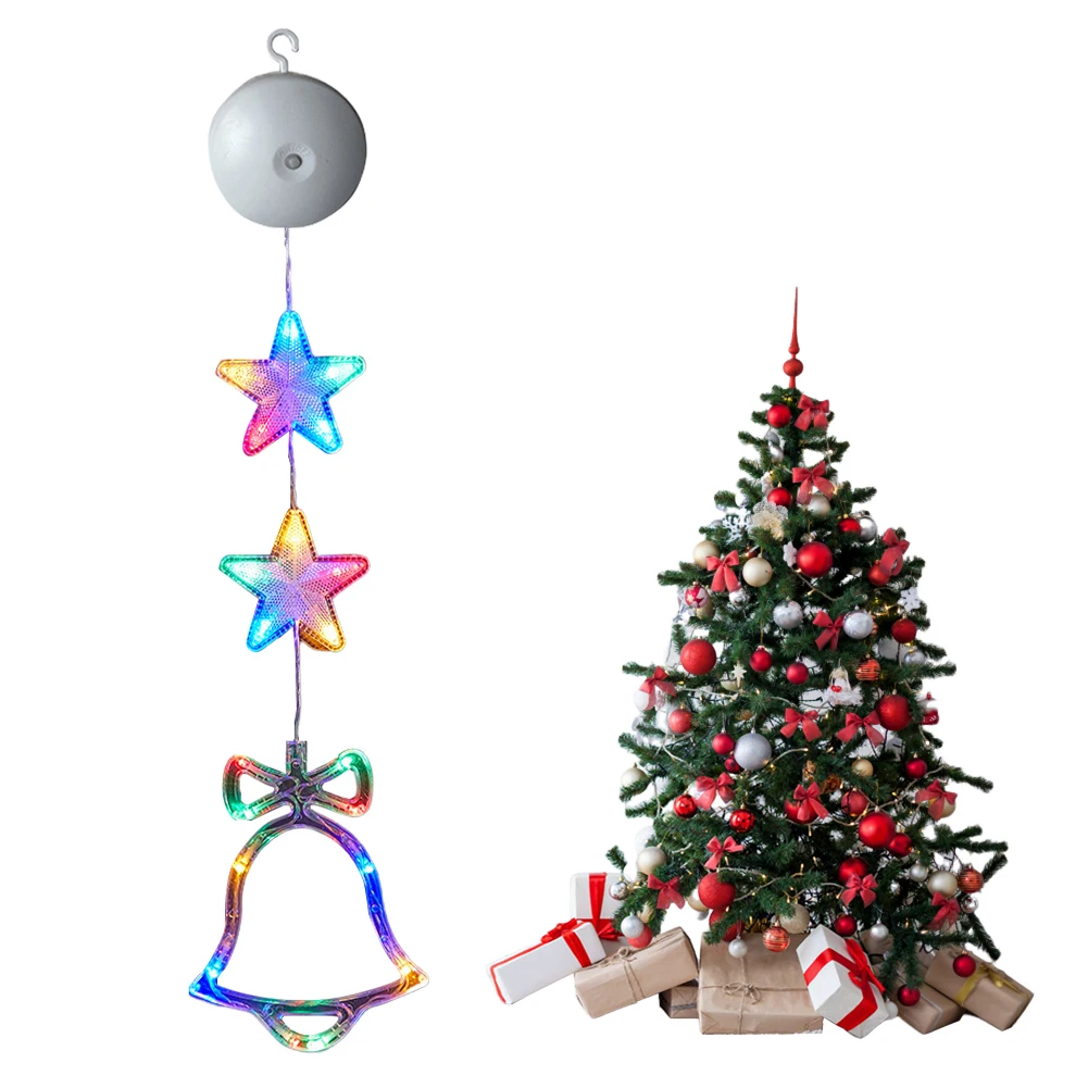 3 Pack Christmas Window Decoration Light with Suction Cup Light Up Hanging Christmas Decoration Christmas Home Shop Party Gifts