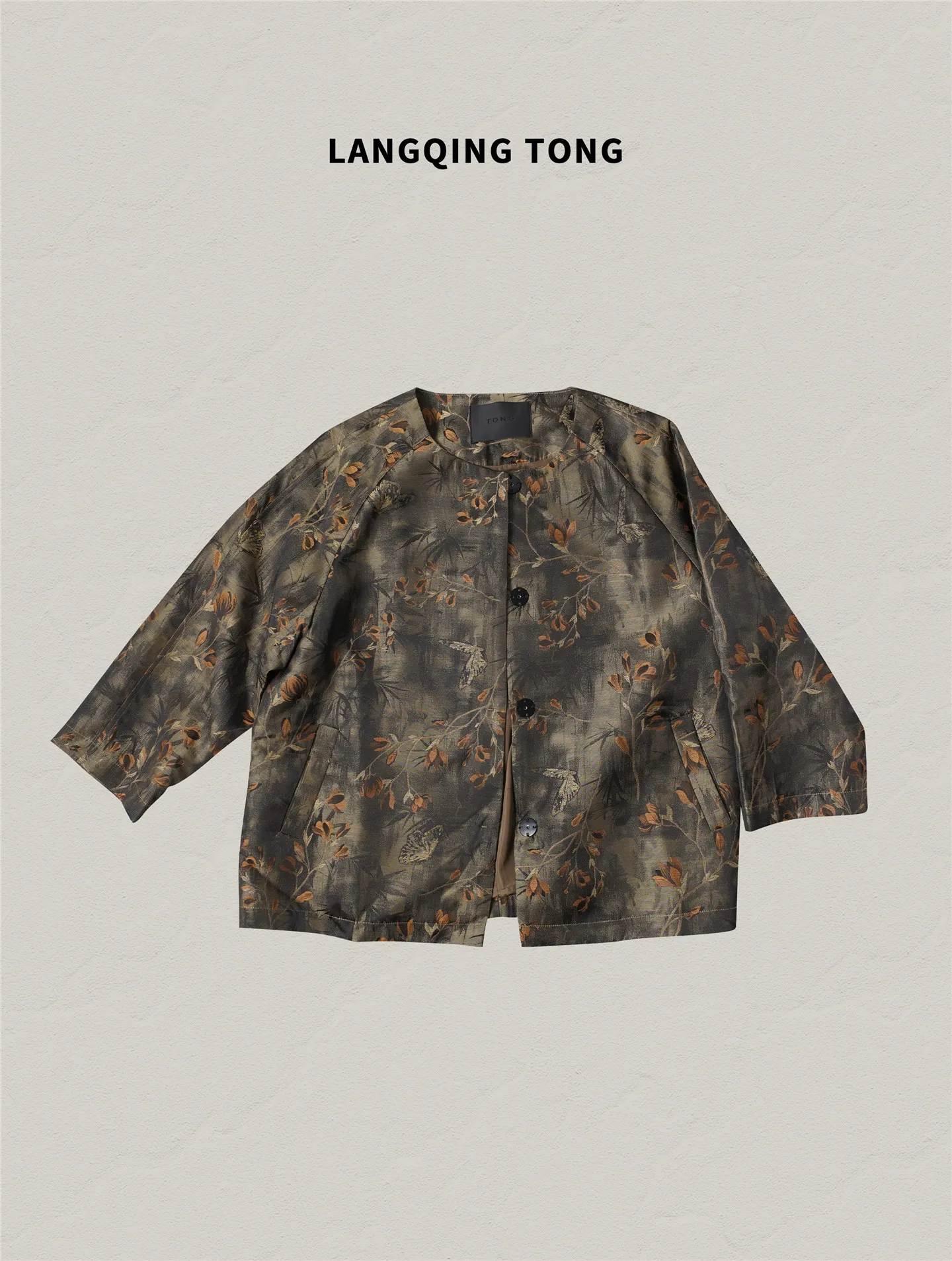 

XiaoYa Flower Pattern Faion Spring New Simple Match Long Sve round Ne Embroidered Top Coat Women's Regular Fit irt