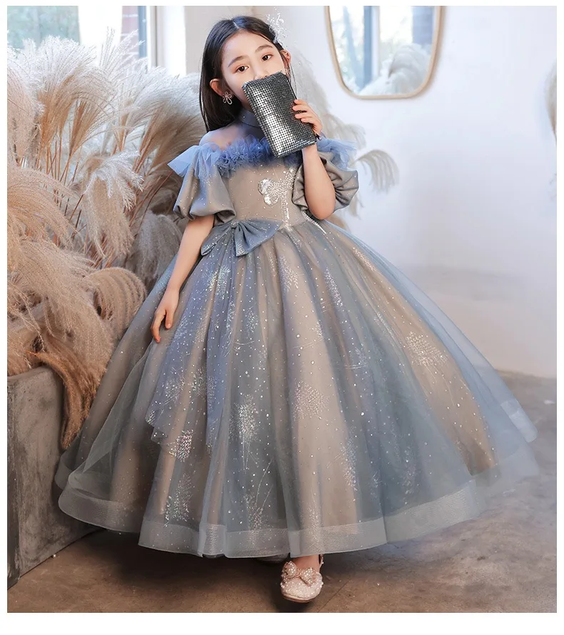 Girls Birthday Dress for Kids Children Princesss Party Dress Sequin Flower Girl Elegant Wedding Gown Vestidos for Christmas