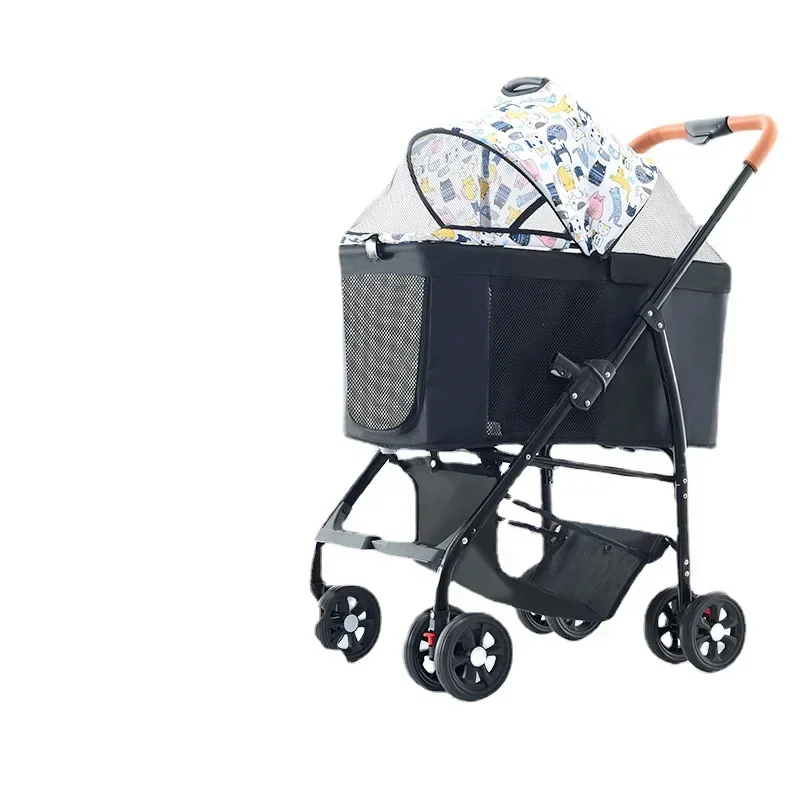 

A Light Folding Separate Type Pet Stroller Cats Dogs Four Wheels Shock Absorption Ventilation Large Space Wheelbarrow Pet Items