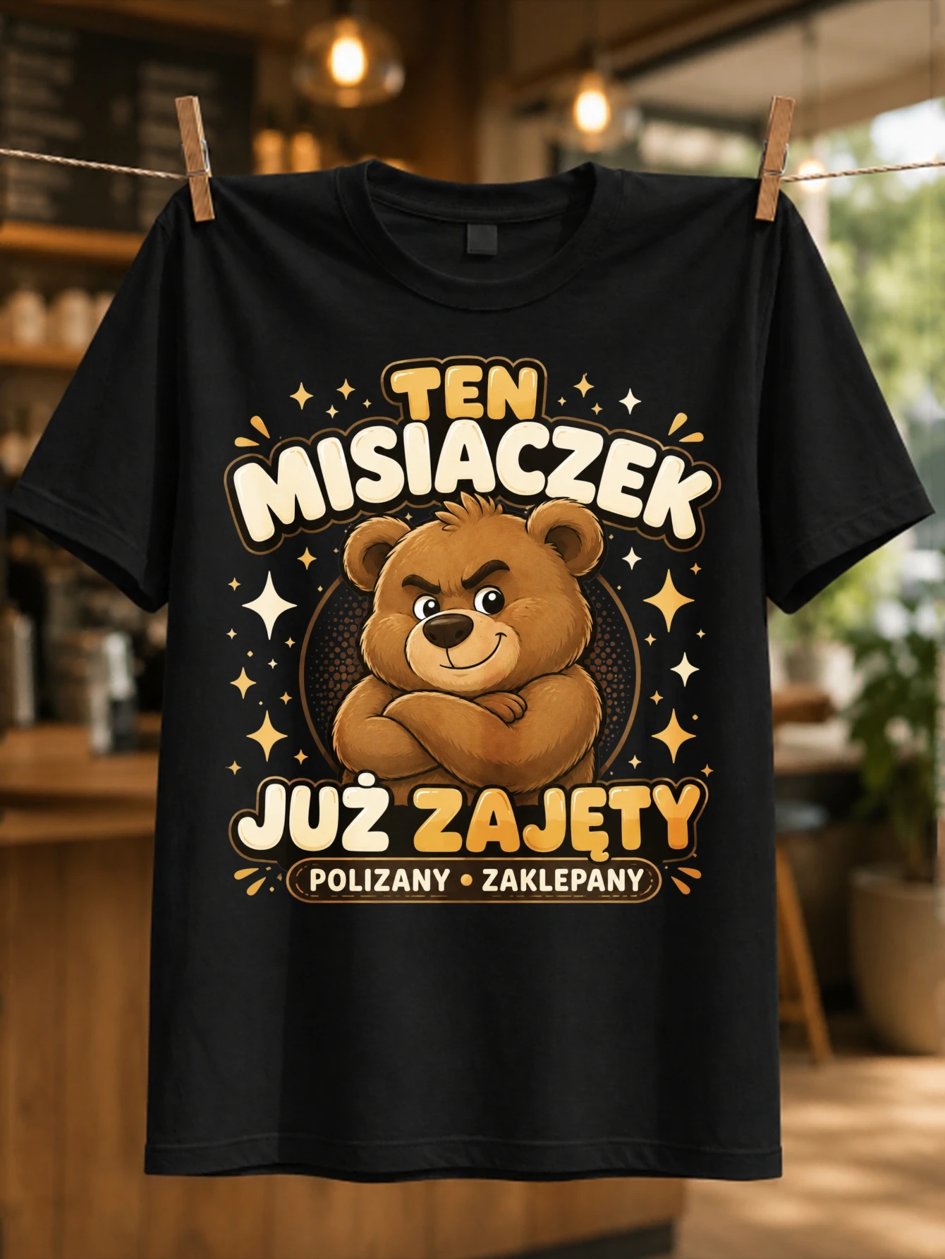 Ten Misiaczek Juz Zajety Polizany Zaklepany cute brown bear with folded arms tiny sparkles and warm  Unisex All T-Shirt