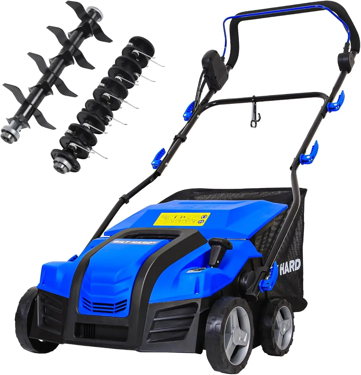 

16-дюймовый электрический рыхлитель и скарификатор для газона, двигатель 15 А, 5 уровней регулировки глубины, съемный мешок для сбора травы - машина 2-в-1