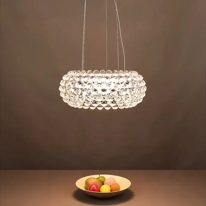 Clear Gold Caboche Acrylic ball Pendant Lights led round art lamp RS7 Bulb Fixture Dining Room bedroom island light hanging lamp
