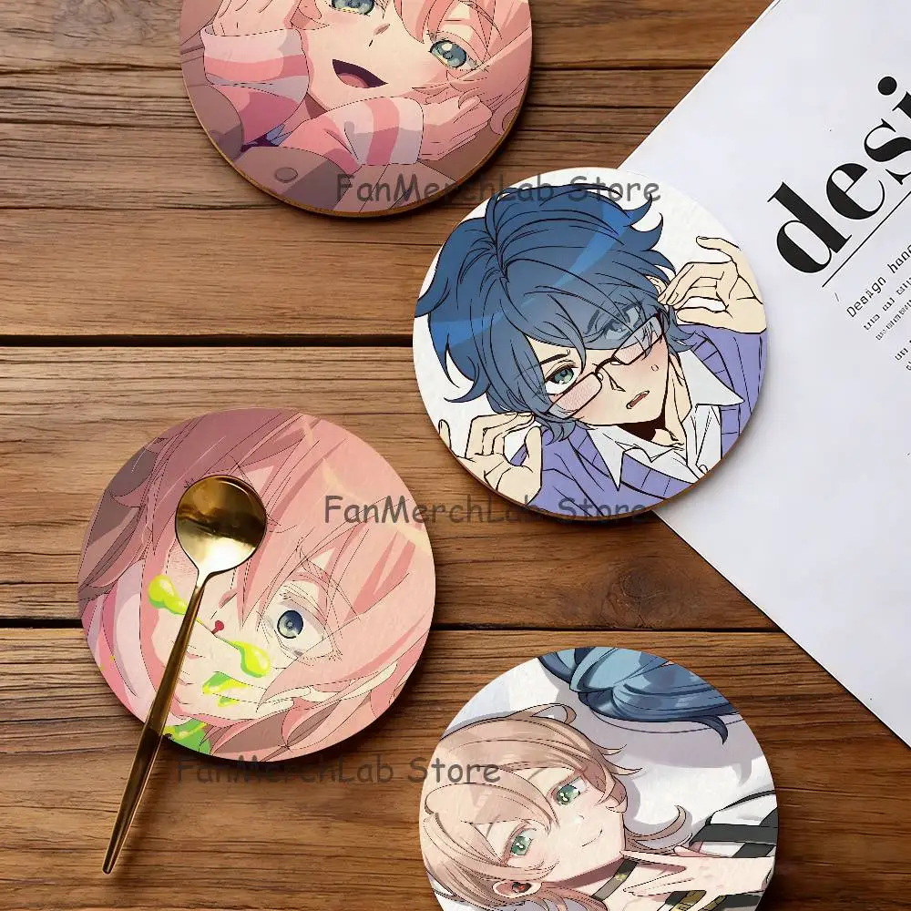 M-MILGRAMS Anime Wood Coaster Set - Heat Resistant For Tea & Coffee, Home Cafe Decor Holiday Gift
