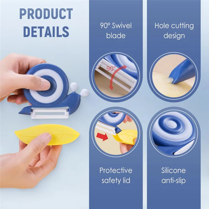 PORK-Snail Potato Peeler Portable Vegetable Peeler With Non-Slip Handle And Protective Cover