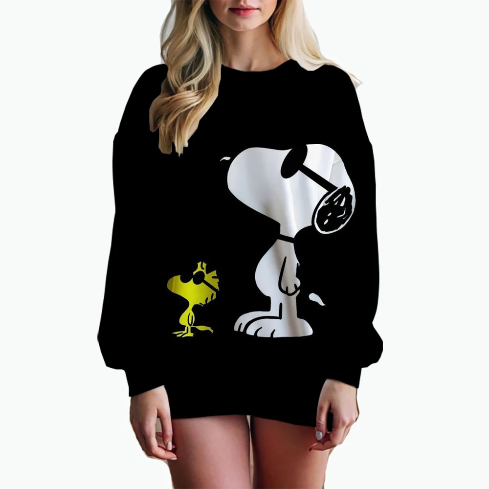 Woman\'s Hoodie New Autumn/Winter Fashions Y2k Snoopy Cartoon Print Sweatshirts Round Neck Coat Loose Long Sleeve Miniso Sanlio