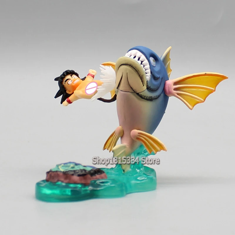 Dragon Ball Goku Figures Kakarotto Model Childhood Son Goku Kicks Fish Action Figure Pvc Statue Figurine Ornament Cute Doll Toy