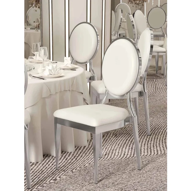 Romantic Wedding Chair Elegant Silver Dining Chair Light Luxury Party Hotel Chair  Love Dressing Soft Stool Hall Ceremony Stool view 2