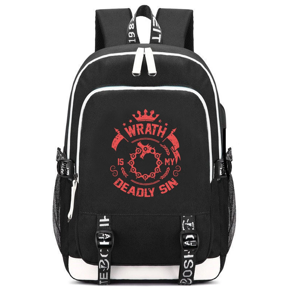 

Anime Seven Deadly Sins Oxford Shcool Bookbag Cartoon Women Travel Backpack USB Charging Laptop Bagpack Men Shoulder Daypack