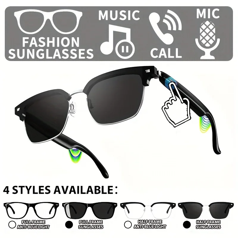 Senbono novos óculos inteligentes sem fio bluetooth ouvir música atender ao telefone masculino e feminino moda anti-luz azul glasse