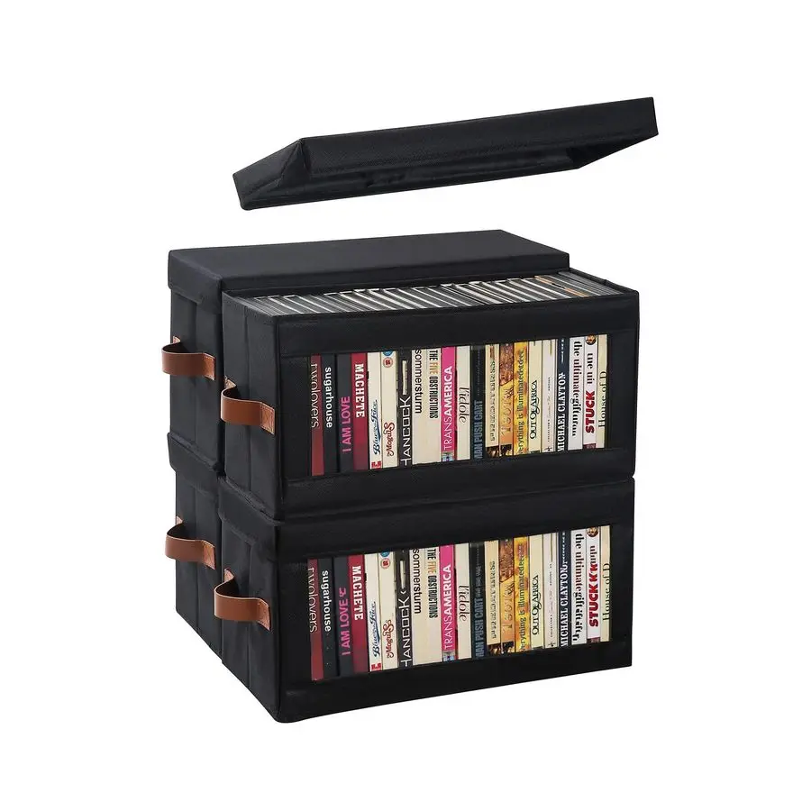 

Коробка для хранения DVD-дисков с прозрачным окном, пылезащитный органайзер для DVD-дисков с крышкой и ручками, вмещает до 104 дисков, CD H