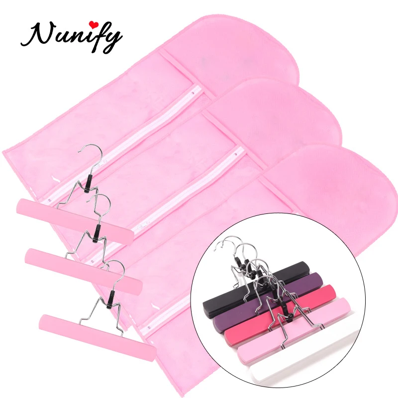 Pink Wig Storage Bag With Hanger Dustproof Portable Travel Hair Suitcase Bag Suit Hair Packaging With Zip Up Closure For Salon