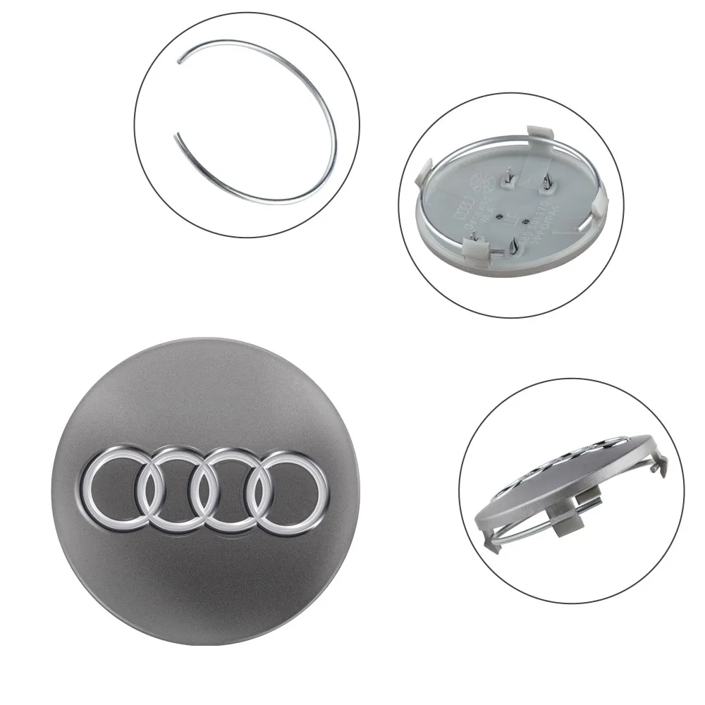 4pcs 59MM Car Black/Gray Wheel Center Hub Cap Badge Emblem For Audi A4 B5 B6 B7 A1 A3 8P 8L A6 C5 C6 A5 A7 A8 Q3 Q5 Q7 TT S3 S6