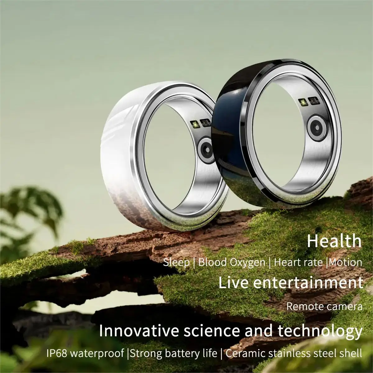 Новинка, умное кольцо для здорового фитнеса, датчик кислорода в крови, монитор сердечного ритма, IP68, водонепроницаемые умные кольца для мужчин и женщин