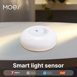 MOES Tuya Zigbee Smart Light Sensor Illuminance Brightness Detection Home Lighting Automation Smart Home Detector APP Control