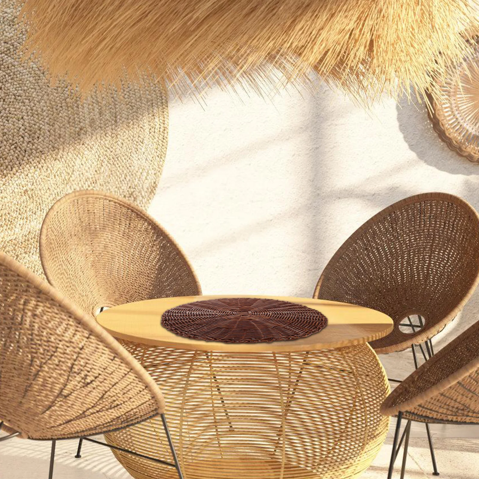 

Handmade Breathable Woven Round Cushion Seat Pad for Indoor Outdoor Chairs Stools Bench Comfortable Seating Mat