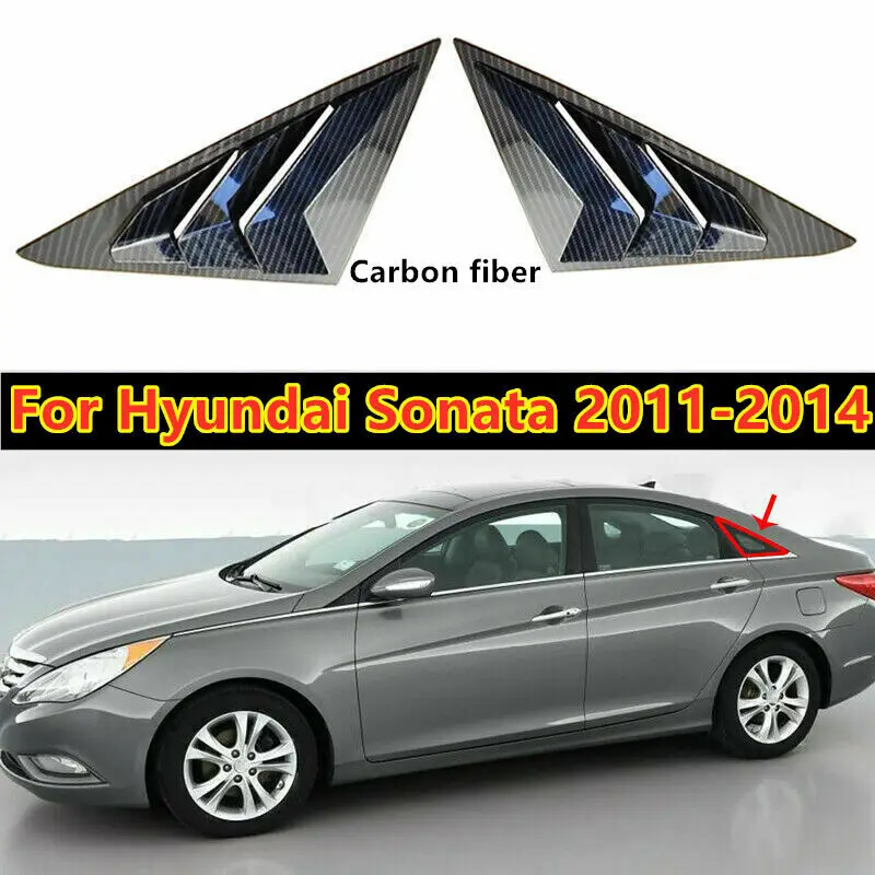 ABS Carbon Fiber Pattern Car Rear Side Vent Window Scoop Louver Cover Trim For Hyundai Sonata 2011 2012 2013 2014