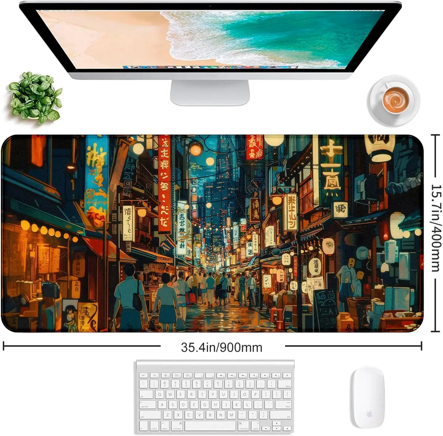Mouse Pads Large 1Pcs Mouse Pads Cute Japanese Street Keyboard Desk Mat Tokyo Night View Computer