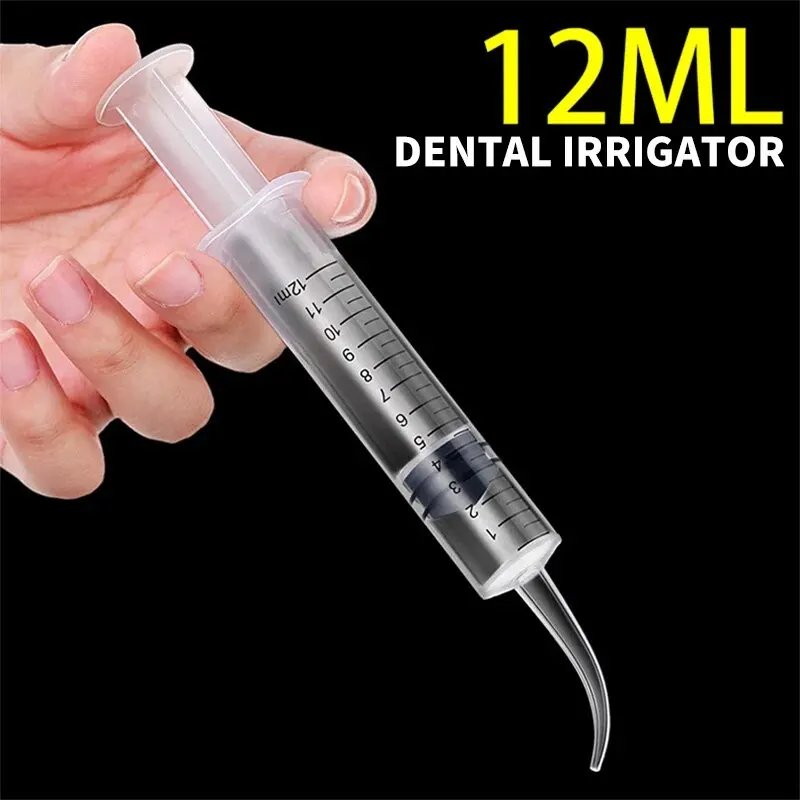 Syringe with Curved Tip and Straight Tip, Disposable Irrigation Syringe Mouthwash Cleaner for Oral Care, Animal Feeding