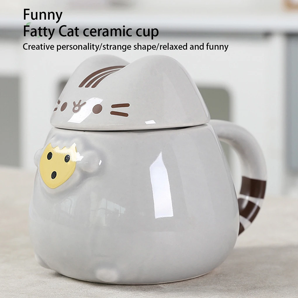 Cartoon Cat Mugs Coffee Cups with Lid Ceramic Breakfast Milk Cup Cartoon Cute Lucky Cat Water Cup Office Drinkware