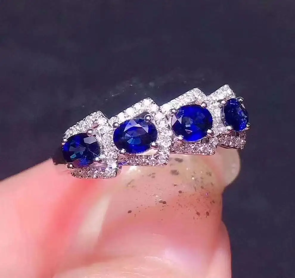 

The Best Anniversary Gift 100% Natural and Real Sapphire Ring 925 Sterling Silver Trendy Women ring
