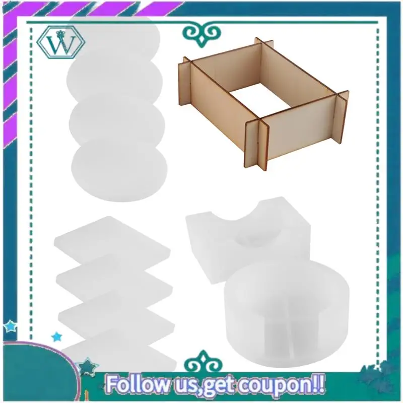Upgraded Silicone Coaster Molds For Resin Casting,Epoxy Resin Coaster Molds Kit Including 8 Pcs Coasters And 2 Pcs Holders Molds