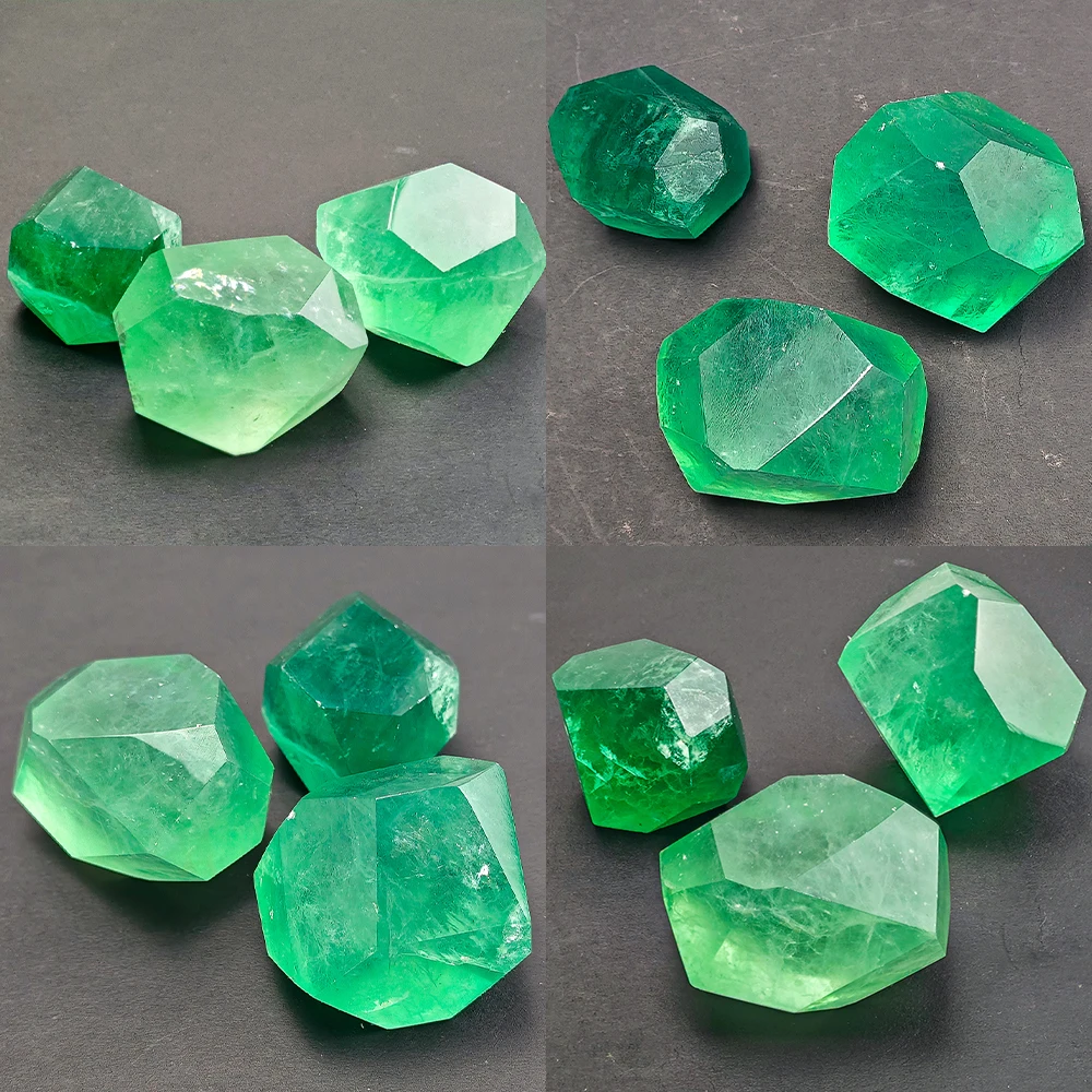 Natural Green Fluorite Geometry Irregular Shape Burnishing Crystal Stone Polyhedral Green Fluorite Landscape Stone Home Decor