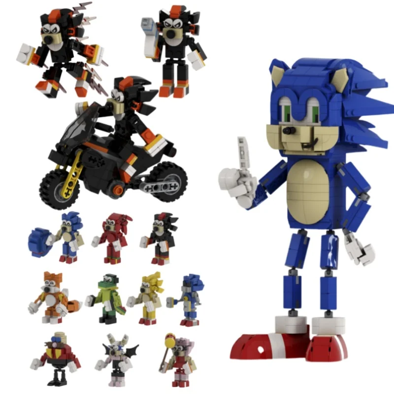 

2025 New Hot Animated Character Sonices Model Building Blocks Horror Sinful Hed Action Figure Assembling Bricks Toy Fans Gift