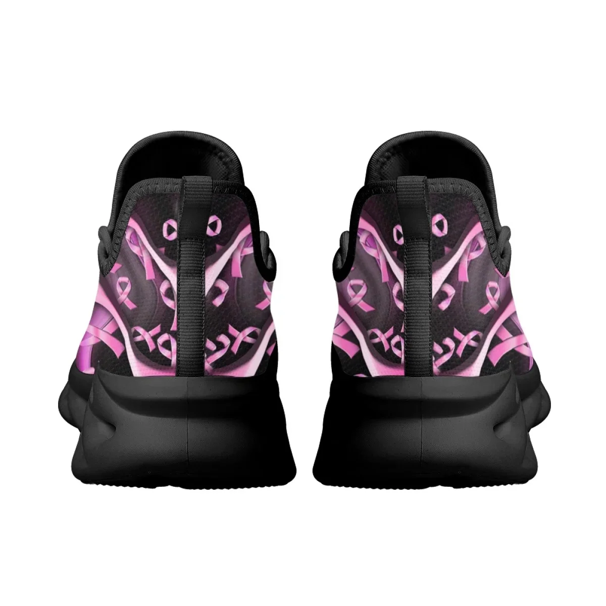 Breast Cancer Awareness Pink Flower Ribbon Pattern Printed Women Tennis Shoes Lightweight Lace Up Non-slip Sneakers Fashion 2023