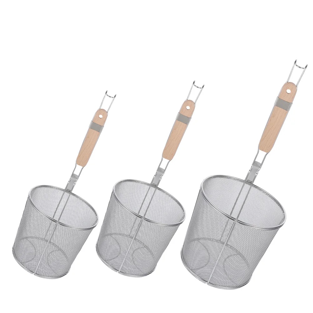 

3pcs Stainless Steel Colander Set 12cm 14cm 16cm Fine Mesh Strainer Spoon Pasta Noodle Kitchen Tool Food Strainers Reusable