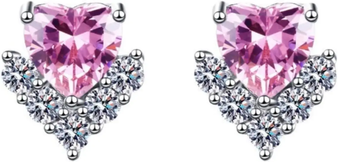 Heart Big Stud Earrings for Women Dainty 925 Sterling Silver for Fashion Party Wedding Birthday Valentine's Day Gifts Her Mom Wife Bff,#02-Purple