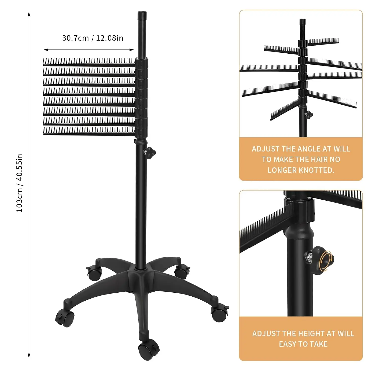 144 Pegs Barber Braiding Hair Rack Adjustable Height Hair Extension Holder Barber Wig Display Stand Salon Stylists Braiders Tool